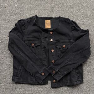 GAP Black Button-Up Denim Jacket
